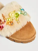 Pinctada Shearling Slippers With Faux Pearls