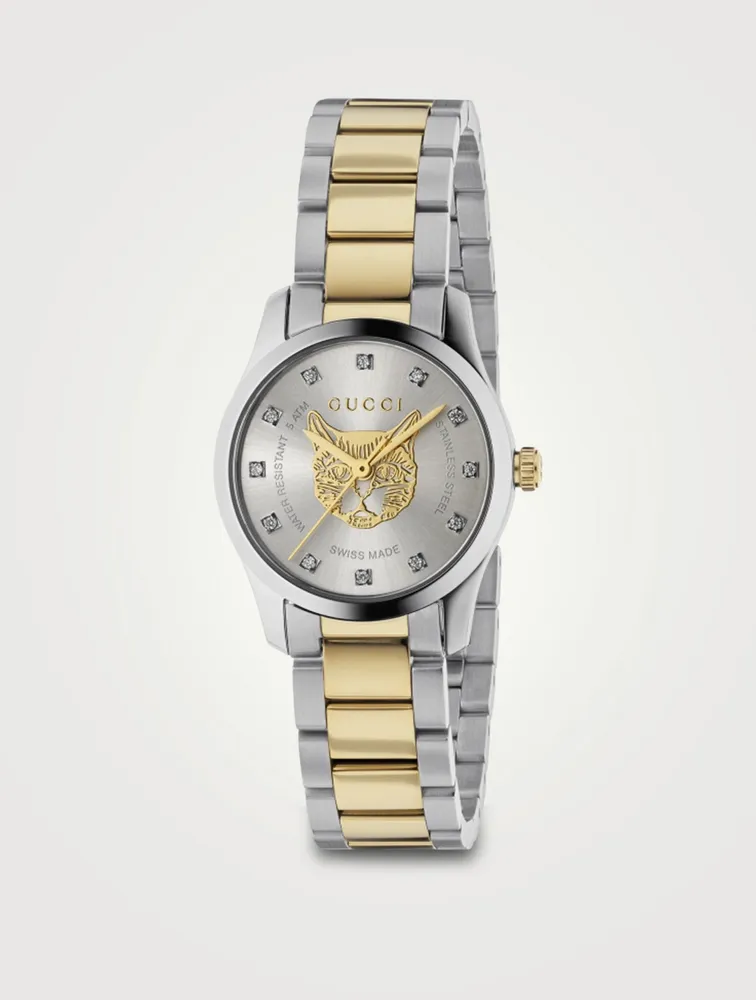 G-Timeless Stainless Steel Bracelet Watch With Diamonds