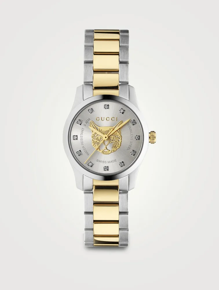 G-Timeless Stainless Steel Bracelet Watch With Diamonds