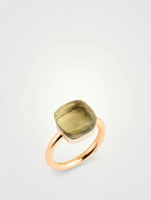 Nudo 18K Rose And White Gold Ring With Prasiolite