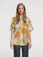Farrah Oversized Linen Shirt Floral Print