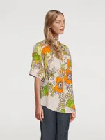 Farrah Oversized Linen Shirt Floral Print