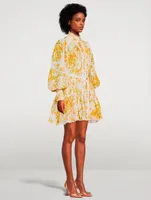 Songbird Puff-Sleeve Mini Dress Floral Print