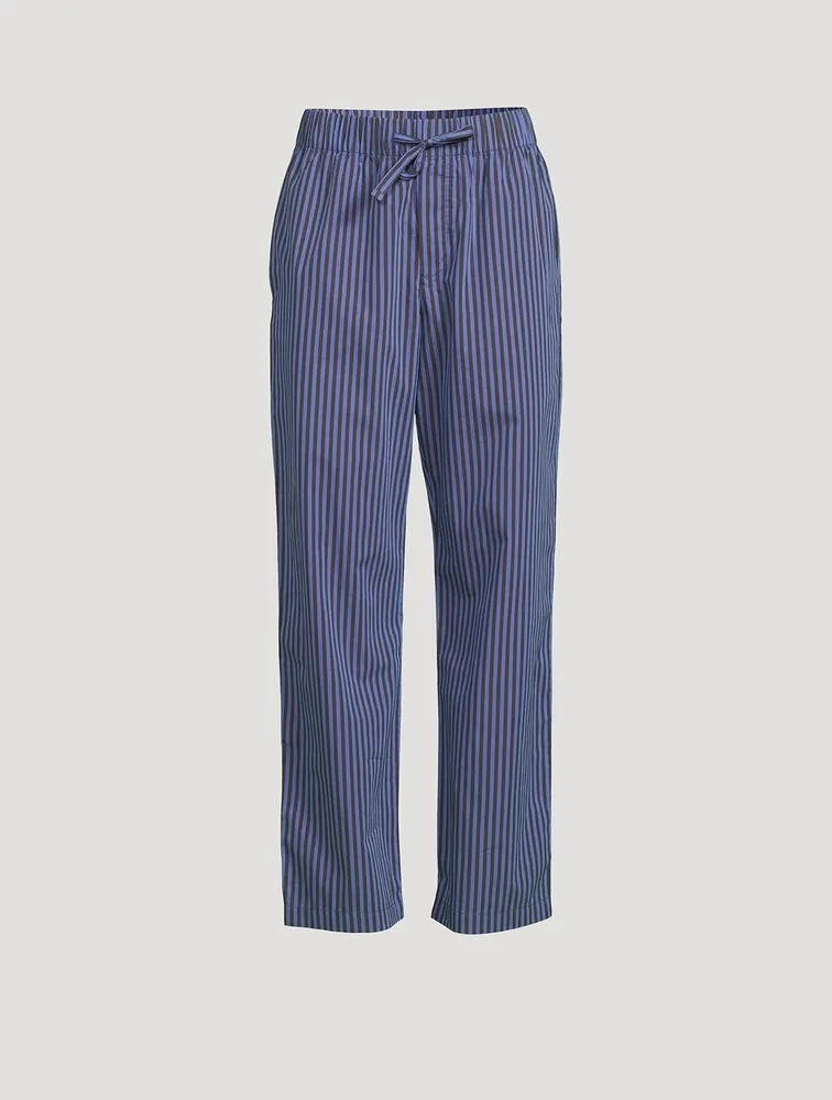 Organic Cotton Poplin Pajama Pants Stripe Print