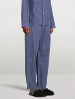 Organic Cotton Poplin Pajama Pants Stripe Print