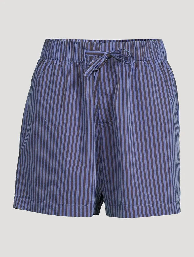Holt Renfrew Organic Cotton Poplin Pajama Shorts In Stripe Print