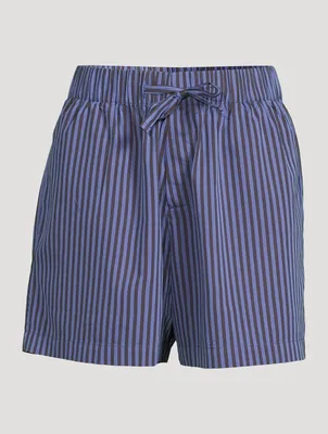 Organic Cotton Poplin Pajama Shorts Stripe Print
