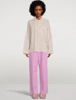 Organic Cotton Poplin Pajama Shirt Stripe Print