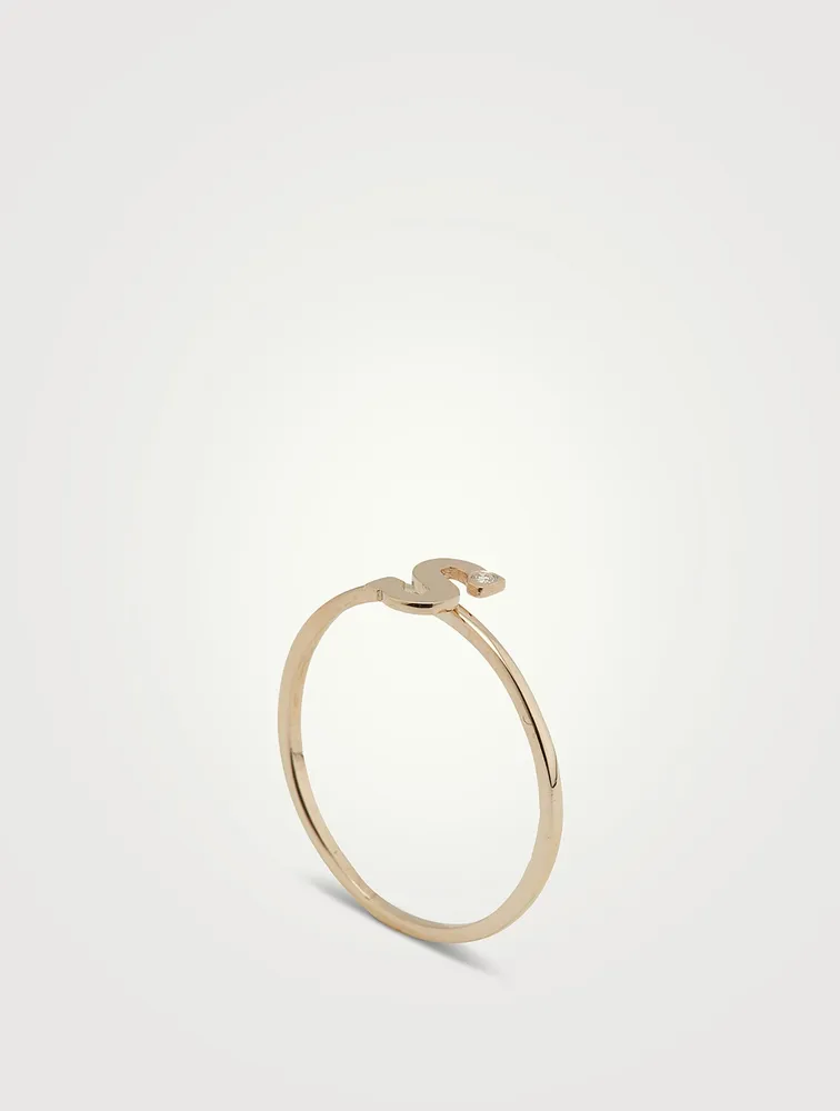 Love Letter 14K Gold Single Diamond S Ring