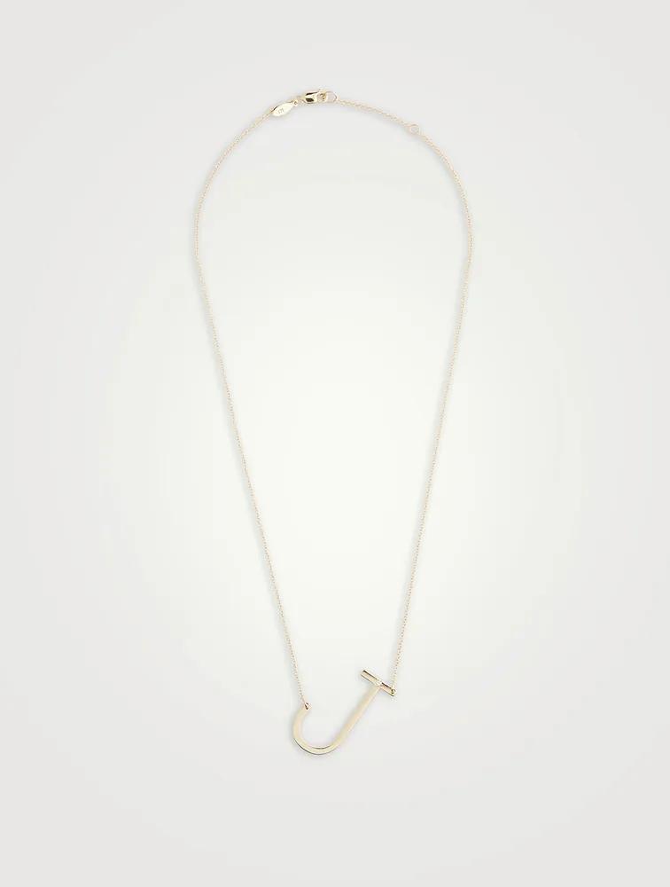Love Letter 14K Gold Oversize Initial Necklace With Diamond