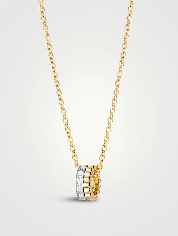 Mini Quatre Radiant Edition Gold Pendant Necklace With Diamonds