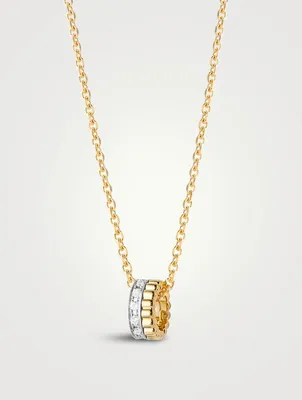 Mini Quatre Radiant Edition Gold Pendant Necklace With Diamonds
