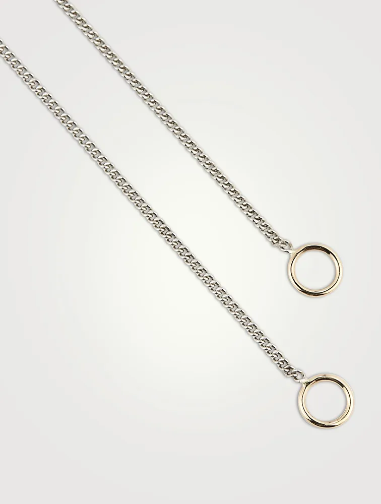 Inch Sterling Silver Fine Curb Chain With Gold Loops