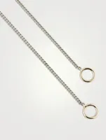 Inch Sterling Silver Fine Curb Chain With Gold Loops