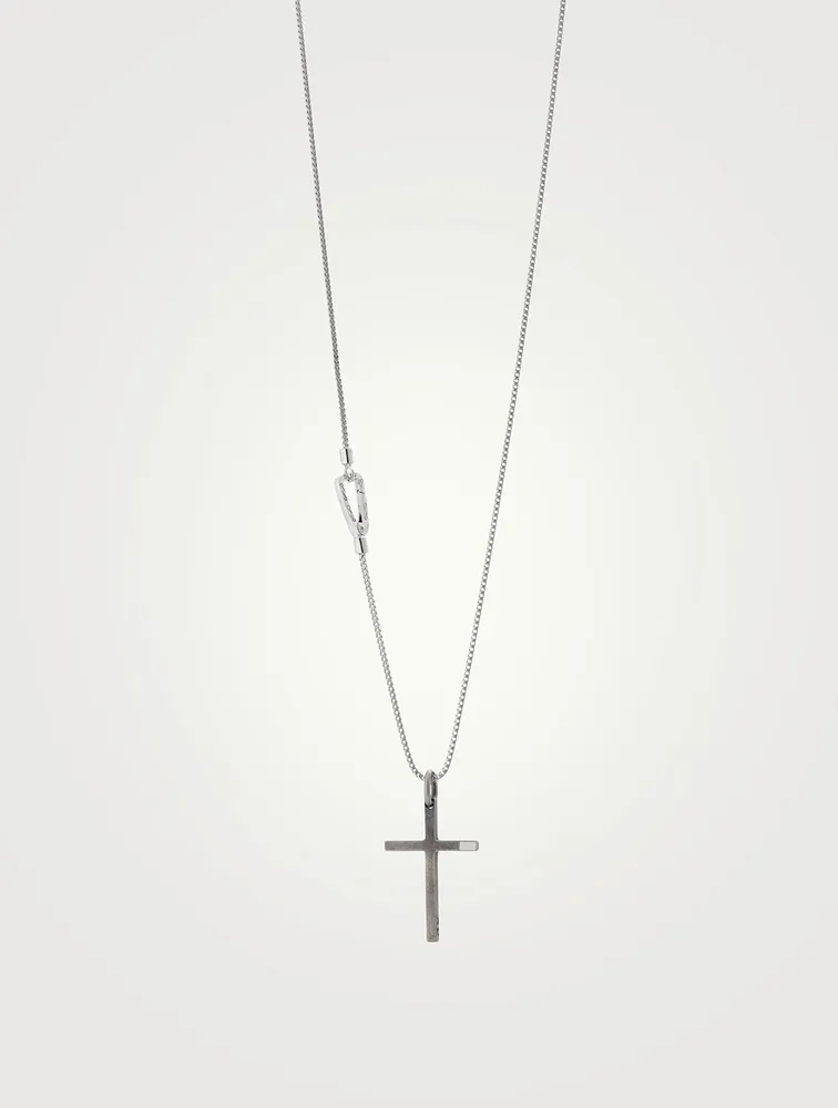 The Cross Minimal Latin Pendant Necklace With Side Enamel