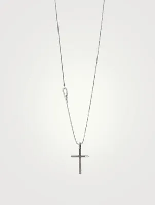 The Cross Minimal Latin Pendant Necklace With Side Enamel