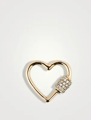 14K Gold Stoned Baby Heart Lock With Diamonds