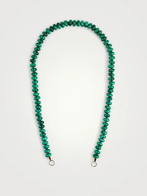 16-Inch Malachite Rondel Strand With Gold Loops