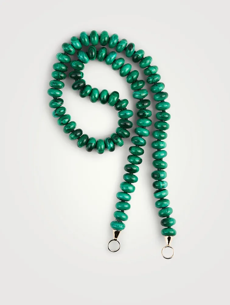 16-Inch Malachite Rondel Strand With Gold Loops