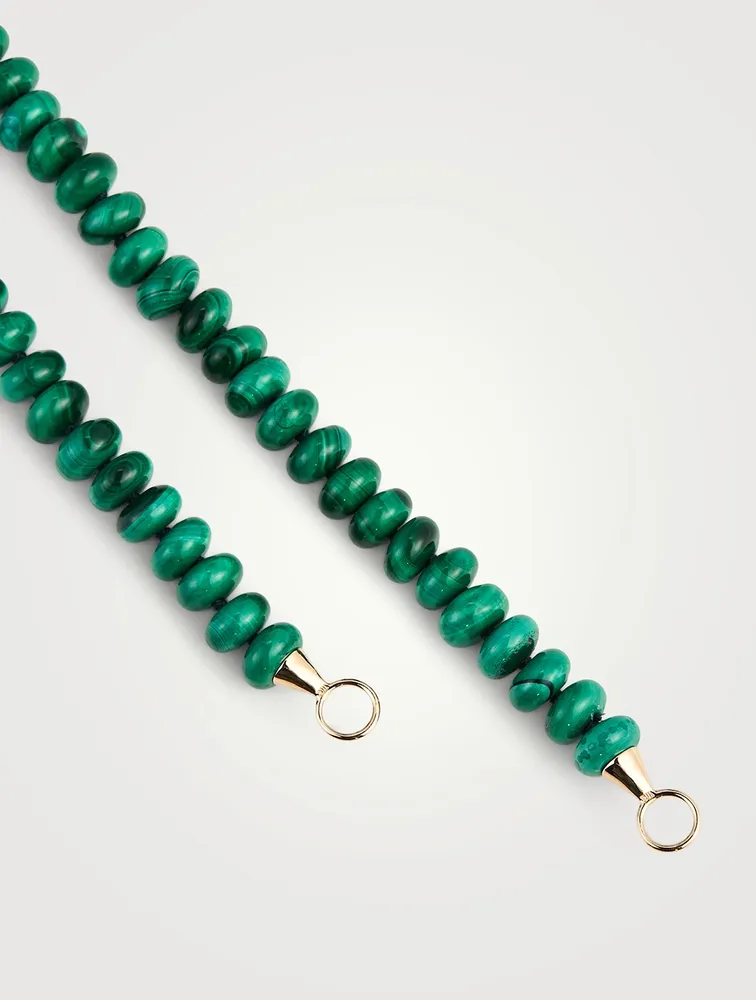 16-Inch Malachite Rondel Strand With Gold Loops