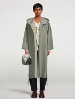 Anagram Jacquard Hooded Wool Coat