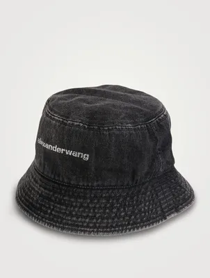 Denim Bucket Hat With Crystal Logo
