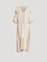 Cannes Linen Caftan Striped Print