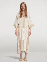 Cannes Linen Caftan Striped Print