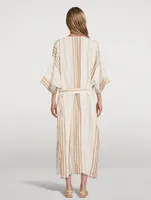 Cannes Linen Caftan Striped Print