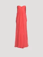 Silk Chiffon Strapless Gown