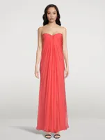 Silk Chiffon Strapless Gown