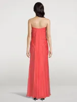 Silk Chiffon Strapless Gown