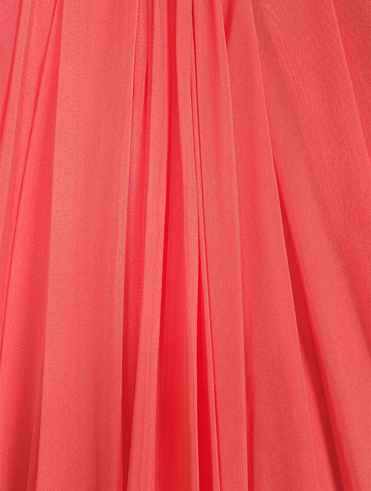 Silk Chiffon Strapless Gown