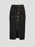 Asymmetric Wool Midi Skirt