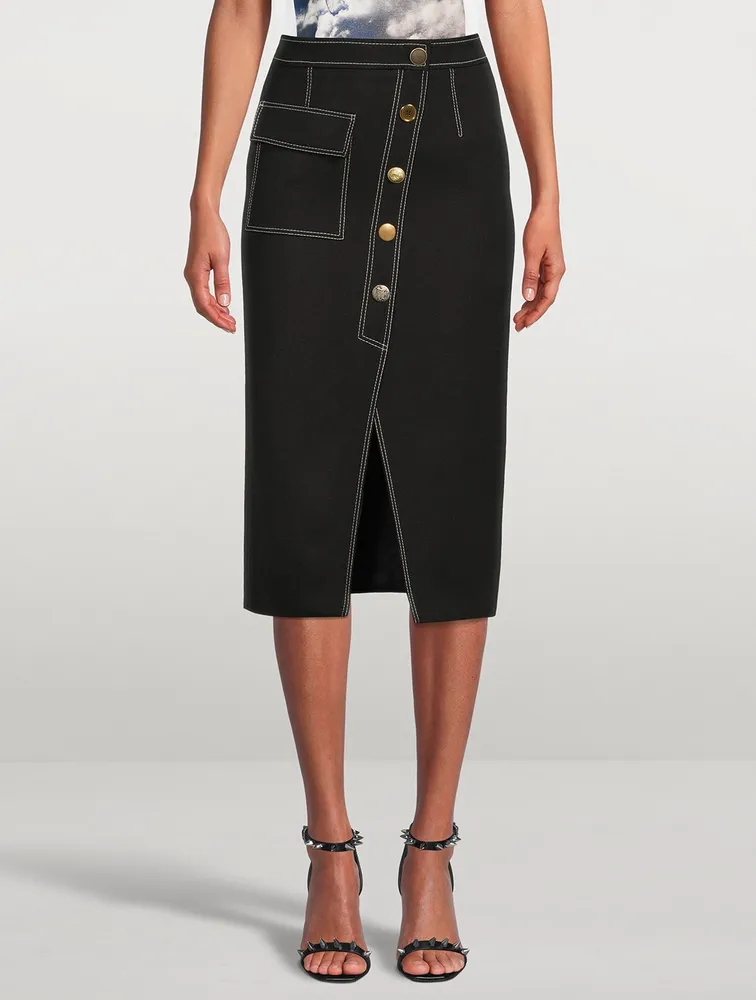 Asymmetric Wool Midi Skirt