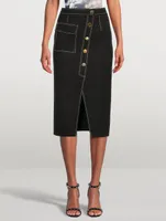 Asymmetric Wool Midi Skirt