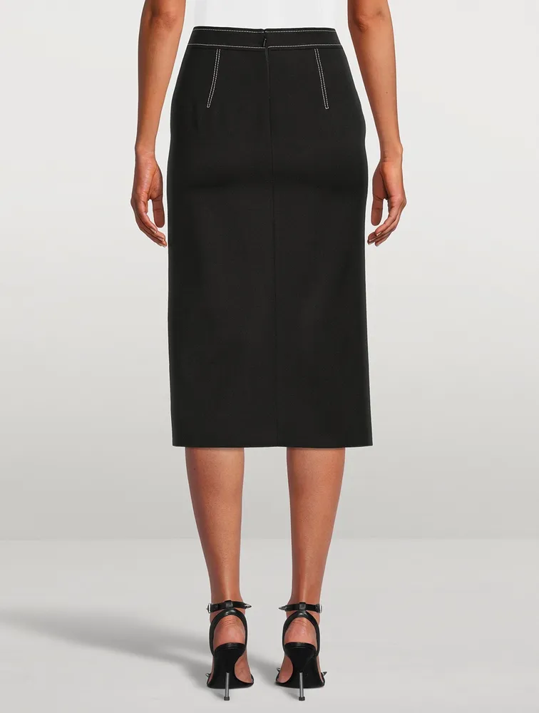 Asymmetric Wool Midi Skirt