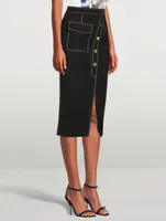 Asymmetric Wool Midi Skirt