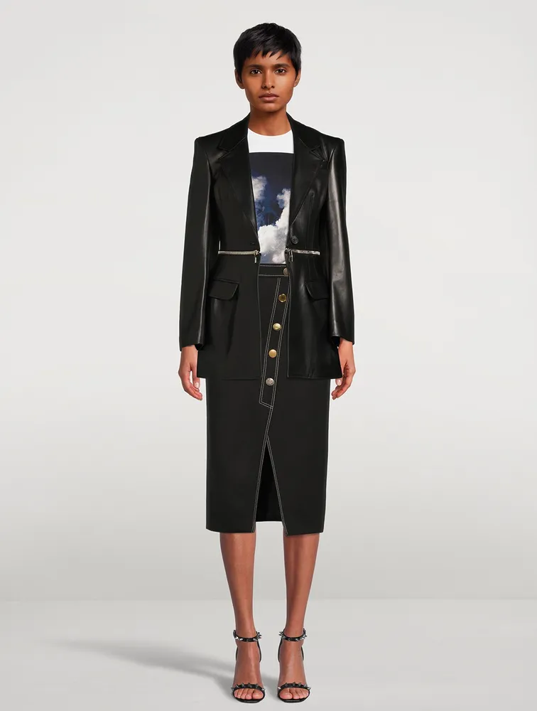 Asymmetric Wool Midi Skirt
