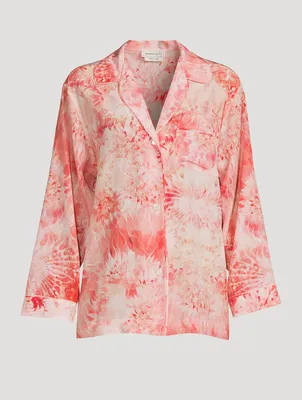 Silk Pajama Shirt Sea Coral Print