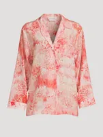 Silk Pajama Shirt Sea Coral Print