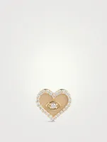 14K Gold Heart Marquis Eye Stud Earring With Diamonds