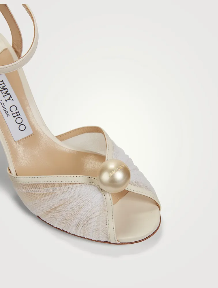 Sacora 85 Tulle Heeled Sandals With Pearl