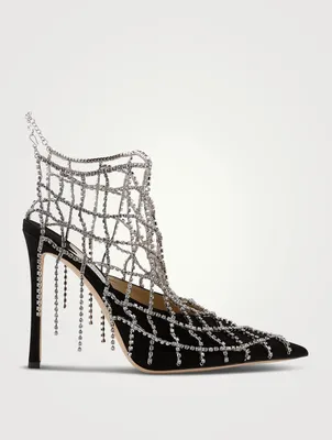 Scotty Suede Pumps With Crystal Chains