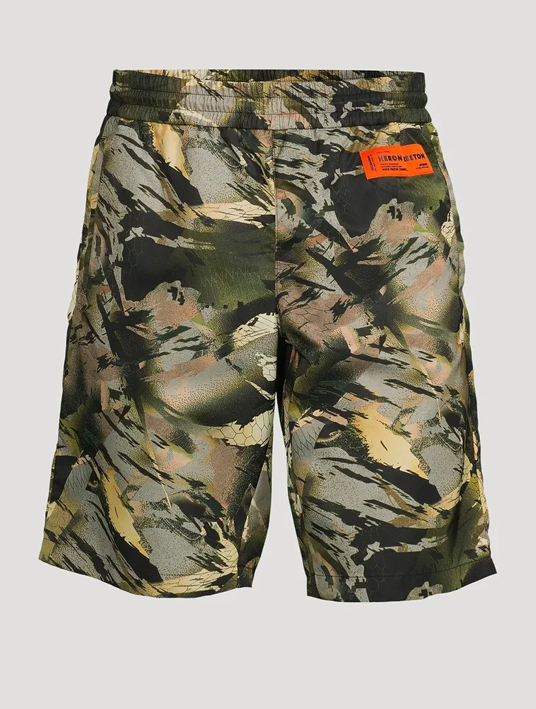 Nylon Track Shorts Camo Print