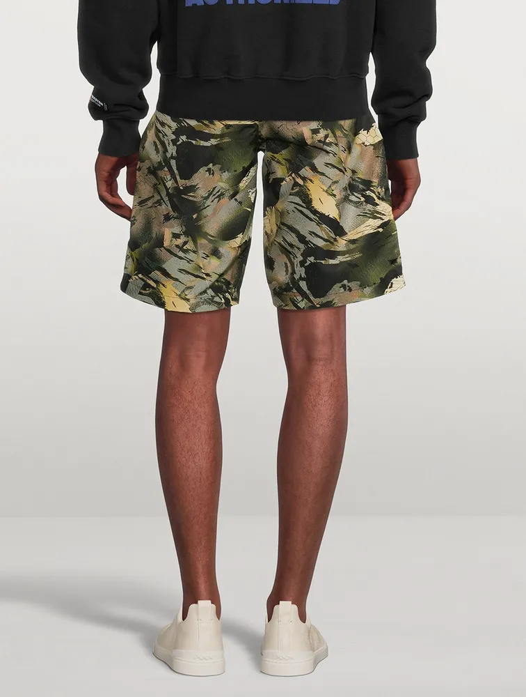 Nylon Track Shorts Camo Print