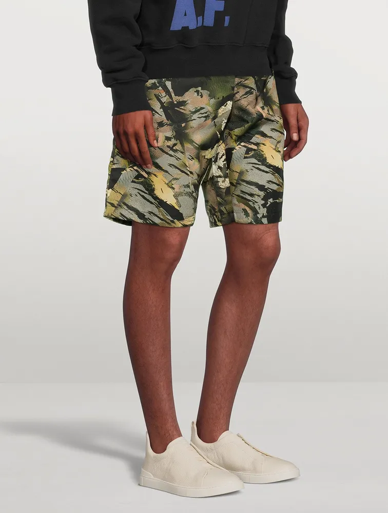 Nylon Track Shorts Camo Print