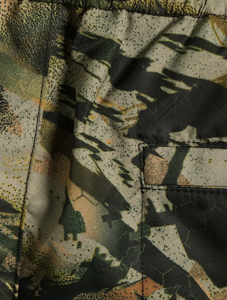 Nylon Track Shorts Camo Print