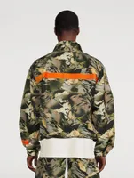 Nylon Pullover Windbreaker Jacket Camo Print