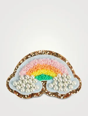 Glitter & Chenille Rainbow Patch With Pearls